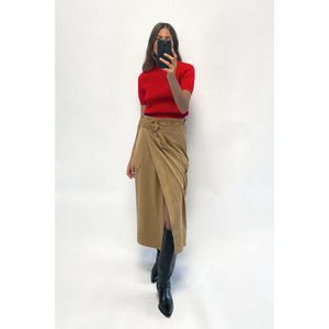 ZARA FAUX SUEDE PAPERBAG MIDI SKIRT